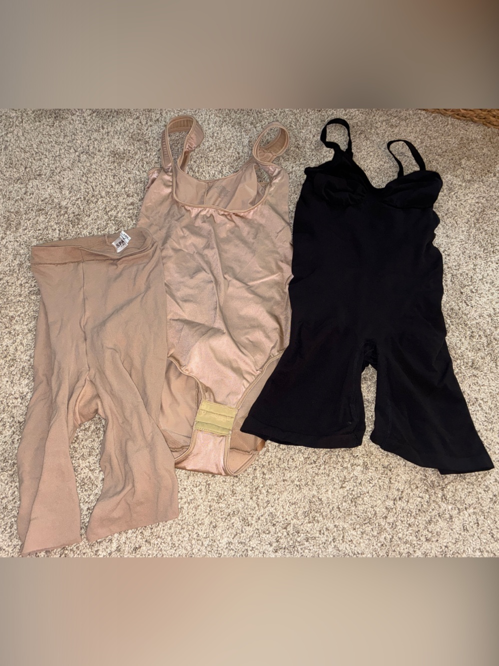 SPANX Sculpting Bodysuit and Shaping Shorts Set - Black & Nude